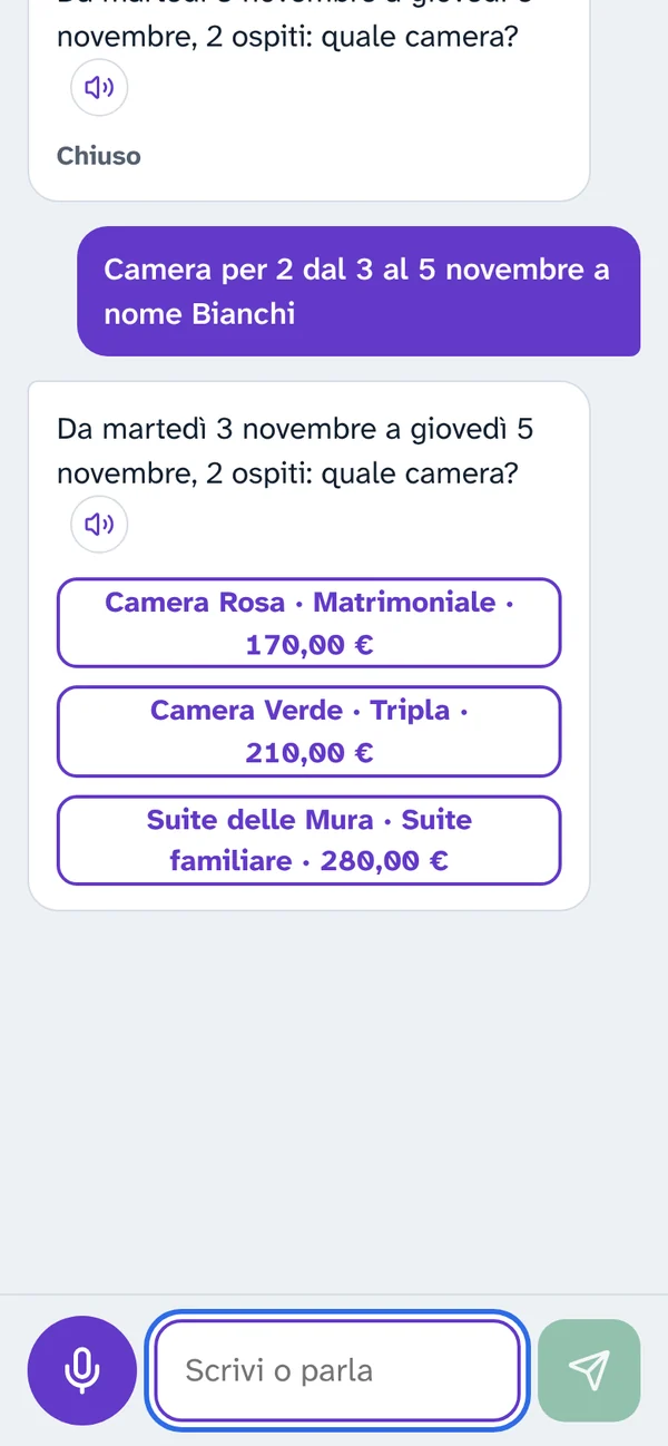 La segretaria del B&B prende una prenotazione per due notti e chiede conferma