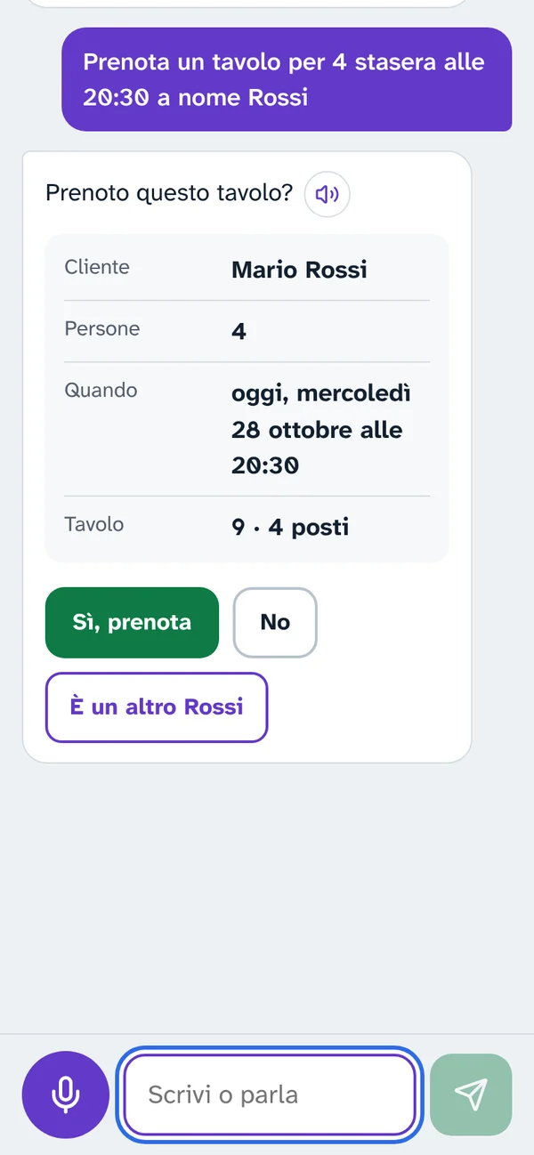 La segretaria del ristorante prende una prenotazione per quattro e chiede conferma